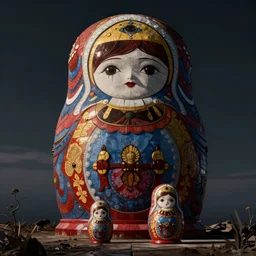 matryoshka in the style of H. R. Giger