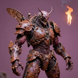 airbrush macro insect viscera as god, carapace rust crapped dystopic armor, chris foss, enric torres, alberto bontempi, feng zu hyper realism, narrative light, puce colors, epic, hyper detailed, awe inspiring, award winning horror, torch lighting, hyper realism, cinematical