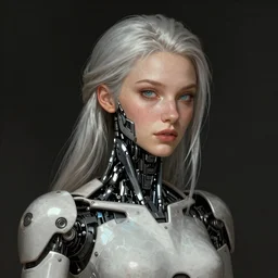 A portrait of a cyborg goddess by Wayne Barlowe and Peter Mohrbacher, detailed, sharp, digital art, trending on Artstation