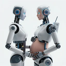 “photography of Robot pregnant with a human, super realistic, 8k”