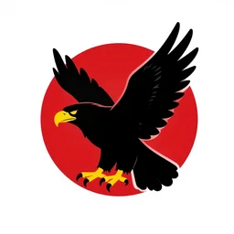 eagle, black red yellow, logo, vector art, minimalism