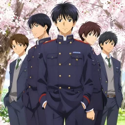 boy's love anime high school spring noon setting, expert high detail concept art, perfect proportions fine face, tall handsome guys, avant uniform, vivid colors, romantic undertones, realistic shaded lighting poster fantasy art ilya kuvshinov, katsuhiro, jeremy lipking and michael germash, makoto shinkai, loish and clamp style, best selling artist