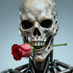 terminator t800 with rose in mouth