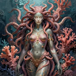 cyberpunk coral medusa, highly detailed, digital painting, trending on artstation, concept art, sharp focus, illustration, art by artgerm and greg rutkowski and magali villeneuve