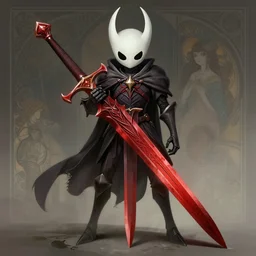 photography of hollow knight, red bloody sword, deep focus, d & d, fantasy, intricate, elegant, highly detailed, digital painting, artstation, concept art, matte, sharp focus, illustration, hearthstone, art by artgerm and greg rutkowski and alphonse mucha