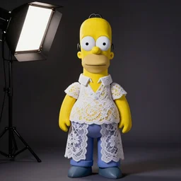 “ budoir photo of homer simpson dressed in lace, studio lighting ”