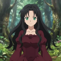 isekai enchanted forest cute bombshell anime alchemist with flowing black hair, burgundy dress. green palette symmetrical face. symmetrical detailed defined eyes. beautiful lineart. bokeh pixiv # 1 ranking depth of focus, chromatic aberration, noise, soft lighting, srgb, 4 k, cinematic rembrant kuvshinov ross tran john sargent leyendecker wlop