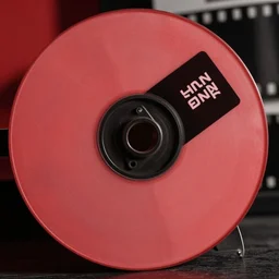 disc lored red acid wash film, close up, black and white, 35mm film, photorealistic, high definition, 4k, 8k, hd, Octane render