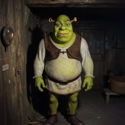 shrek. exe, creepy liminal basement photo, grainy