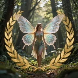 a fairy with beautiful wings in the woods