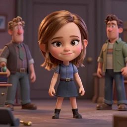 a comic drawing caricature of emma watson as a cheeky pixar character claymation action figure, high quality, 8 k, soft lighting, diorama, realistic materials, by frank frazetta, simon bisley, jack kirby, marlene dumas