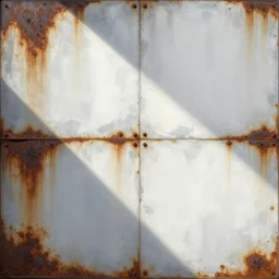 sci - fi, white paint, bright ( ( ( rusty ) ) ) metal wall seamless game texture, by dean cornwell, nc wyeth, painterly
