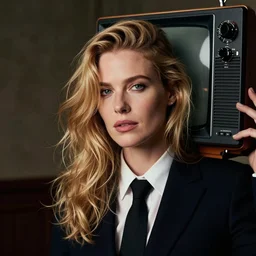 a business man with a tv set for a head, annie liebovitz photography