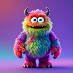 3 d model of adorable scary evil vibrant colored furry monster with glowing eyes by alexander jansson : 1 | centered, psychedelic, colorful, matte background : 0. 9 | by jim henson : 0. 7 | dave melvin : 0. 4 | unreal engine, deviantart, artstation, octane, finalrender, concept art, hd, 8 k resolution : 0. 8