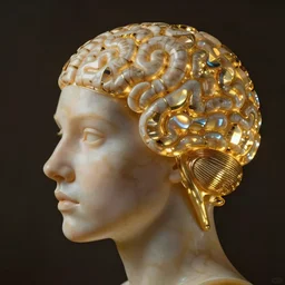 tilt shift intricate reflection refraction marble gold obsidian preraffaellite portrait photography brain
