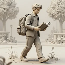 an intricate concept art illustration, man holding a book going to school, trending in artstation, by wlop, hyper detailed, photorealistic, 8 k