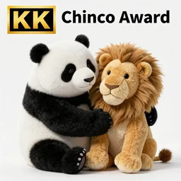 a panda hugging a lion plushy, photography, award winning, 8 k