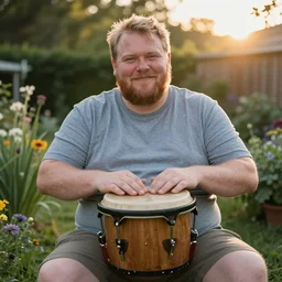 My giga Chad dad just took a hit from the bongo and have good time being gracefully relaxed in the garden, sunset lighting