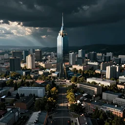 Ulan-Ude city in cyberpunk style