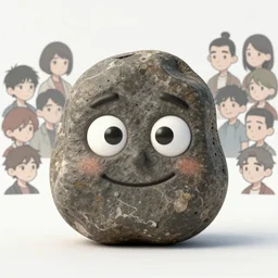 a small rock with a face, sympathetic face, friendly rock looking at you, by stanley artgerm lau, wlop, rossdraws, james jean, andrei riabovitchev, marc simonetti, and sakimichan, trending on artstation