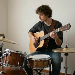 a guitar playing the drums
