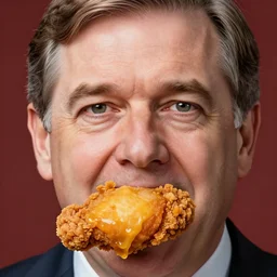 bill barr face as a fried chicken, 8 k, ultra realistic details
