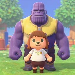 Film still of Thanos, from Animal Crossing: New Horizons (2020 video game)