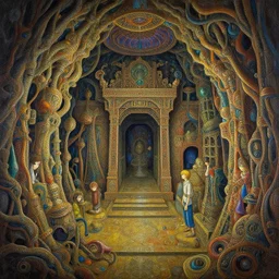 a painting of an ancient underground dungeon cavern, intricate, highly detailed, gaudy colors, organic painting, by feng zhu, loish, laurie greasley, victo ngai, andreas rocha, john harris, jesper ejsing, rhads, makoto shinkai, lois van baarle,