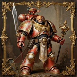 baroque rococo painting portrait of space-marine warhammer 40k by Greg hildebrandt elaborate fancy