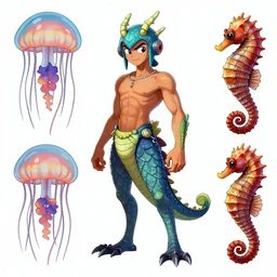 new character designs for semi aqautic races in abes odyssey by Oddworld Inhabitants Inc inspired by portuguese man o war jellyfish and sea dragon sea horses