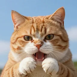 a beautiful fat lady cat creature is feeling very very hungry. close - up, beautiful sky, volumetric lighting, sharp focus, ultra detailed, cgsociety - w 1 0 2 4 - n 8 - i
