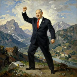 benjamin netanyahu crossing the alps, oil painting by jacques - louis david