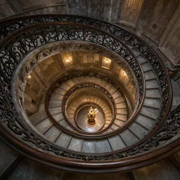 3d rendering of fantasy spiral stairs looking directly down, hd, hdr, cinematic 4k wallpaper, 8k, ultra detailed, high resolution