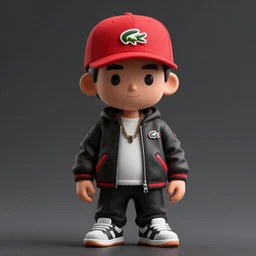 CHAPPIE Wearing A Red Lacoste Hat and Street Wear, Full Figure, 8K, octane render, HDR, photorealistic, volumetric lighting, Hyperrealistic-H 960