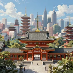 a beautiful ultradetailed highly detailed city shrine by winslow homer, anime, archdaily, wallpaper, highly detailed, trending on artstation.