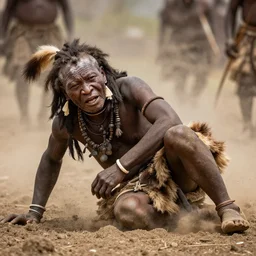 ancien tribe savage hurt on the ground
