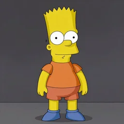 Bart Simpson as Creepy ventriloquist doll on a dark gray background