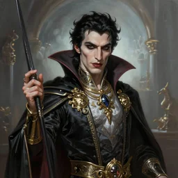 Majestic and regal portrait of vampire Lestat de Lioncourt, intricate, epic, elegant, menacing, fantasy, highly detailed, digital painting, hard focus, beautiful volumetric lighting, epic light, ultra detailed, by Leesha Hannigan, Ross Tran, Thierry Doizon, Kai Carpenter, Ignacio Fernández Ríos