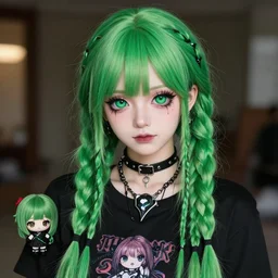 kawaii goth guy with long green dreads, inspired by lisa frank, anime, detailed anime, hyper realistic anime, realistic anime, manga anime, chibi anime, detailed, highly detailed, hd, 4 k, sharp, clear, high res, high quality, cinematic, 2 point studio lighting,