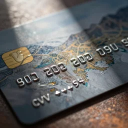 a credit card close - up showing cvv, expiry date and card number