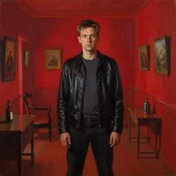 painting Kyle MacLachlan Twin Peaks in red room by Hans Baluschek