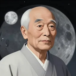 old japanese man on the moon