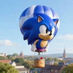 a photo of a sonic the hedgehog hot air balloon flying over Bristol