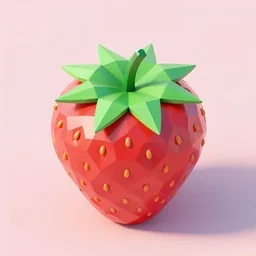 low poly render of a strawberry, isometric