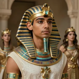 a detailed fantasy character portrait of Rami Malek as egyptian king of arts by lauri blank, artgerm, evelyn de morgan, 8K, 50mm lens
