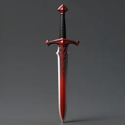 symmetric, black and red fantasy sword, beautiful, highly detailed, digital painting, 4k, HDR, concept art, smooth, sharp focus, illustration, matte finish, high contrast, 3d depth, masterpiece, vivid colors, artstationhd