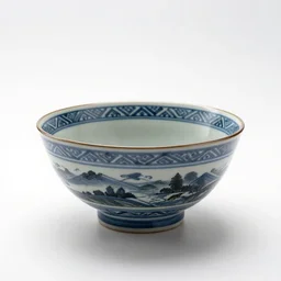 antique ramen bowl, studio product photography, isolated on a pure white background, centered, entire object in frame, sharp focus, soft studio lighting