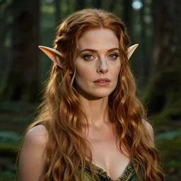 candid photo of a forest female elf, taken by annie leibovitz