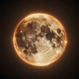 A translucent Obsidian Sun, inner light bursts out