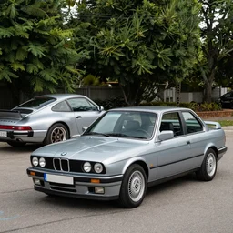 bmw e 3 0, porsche 9 1 1 whale tail, kyza saleem, realistic, 4 k